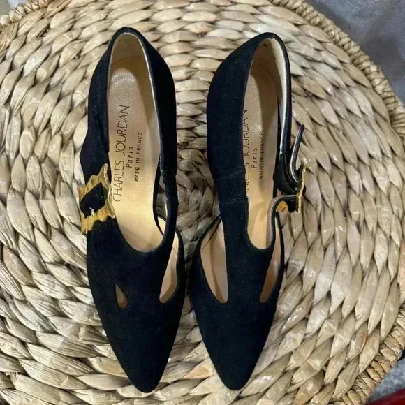 Charles Jourdan Womens Shoes Heels Black Suede Size 8.5 Made In Paris NWOT - Picture 6 of 8